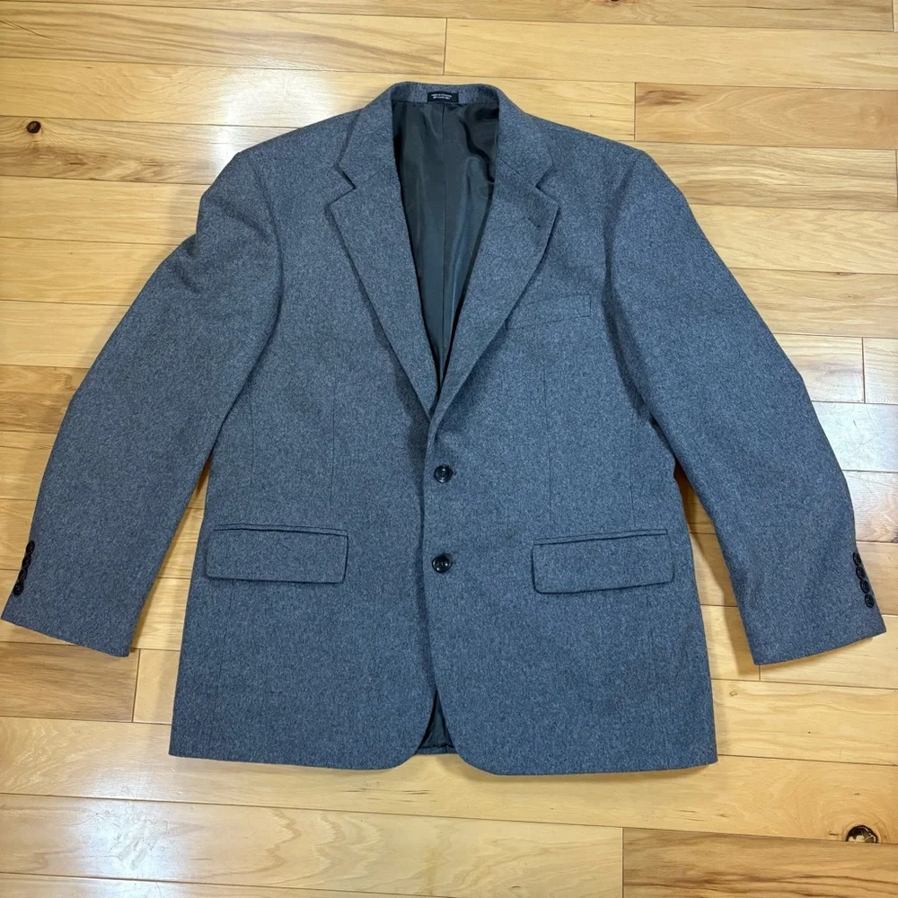 Oscar De La Renta Blazer Men Sz 44R Gray Wool Cashmere Blend Sport Coat